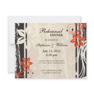 Red Swirl Rehearsal Dinner Card in Black invitation