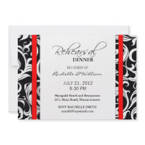 Red Swirl Rehearsal Dinner Card Personalized Invite
