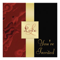 Red Swirl Valentines Day Holiday Invitation