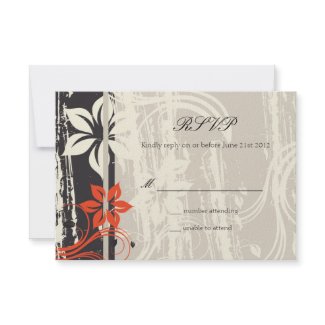 Red Swirl Wedding RSVP in Black invitation