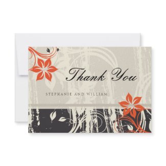 Red Swirl Wedding Thank You Card in Black invitation