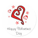 Red Swirley Valentine Heart stickers