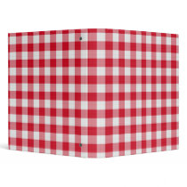 red table cloth, vinyl binder