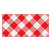 red table cloth photo cards