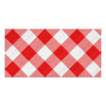 red table cloth photo card