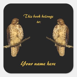 Red Tailed Hawk Bookplate Sticker
