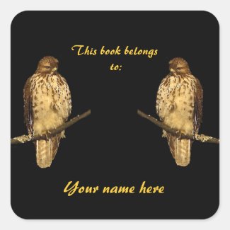 Red Tailed Hawk Bookplate Sticker