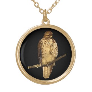Red Tailed Hawk Round Pendant Necklace