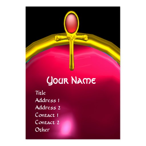 RED TALISMAN RUBY MONOGRAM bright  yellow pink Business Card Templates (front side)