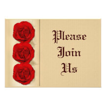 Red tan rose wedding birthday party personalized announcements