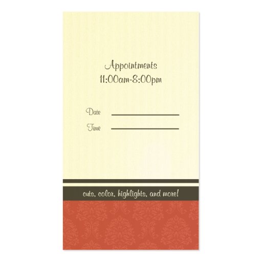 Red Tapestry Scissors Business Card Template (back side)