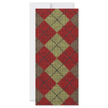 red tartan knitwork pattern full color rack card