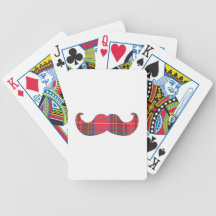 Red Tartan Mustache Bicycle Card Decks