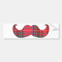Red Tartan Mustache Bumper Stickers