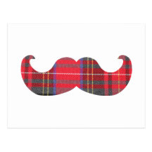 Red Tartan Mustache Postcards
