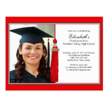 Red Tassel Photo Graduation Party Invitation 2012 Postcard