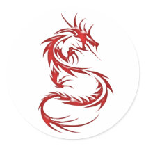 Red Tattoo Dragon Round Stickers