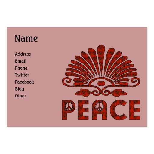 Red Tattoo Peace Art Business Cards (front side)