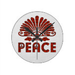 Red Tattoo Peace Art Round Wall Clocks