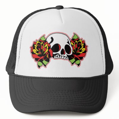 red tattoo skull hats by thecuteinstitute