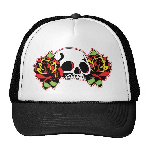 red tattoo skull hats