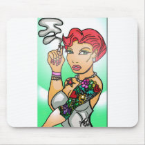 Red tattooed pin up mousepads