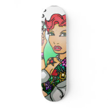 red tattooed pin up skateboards by Chocolate_honeybee red tattooed pin up skateboards