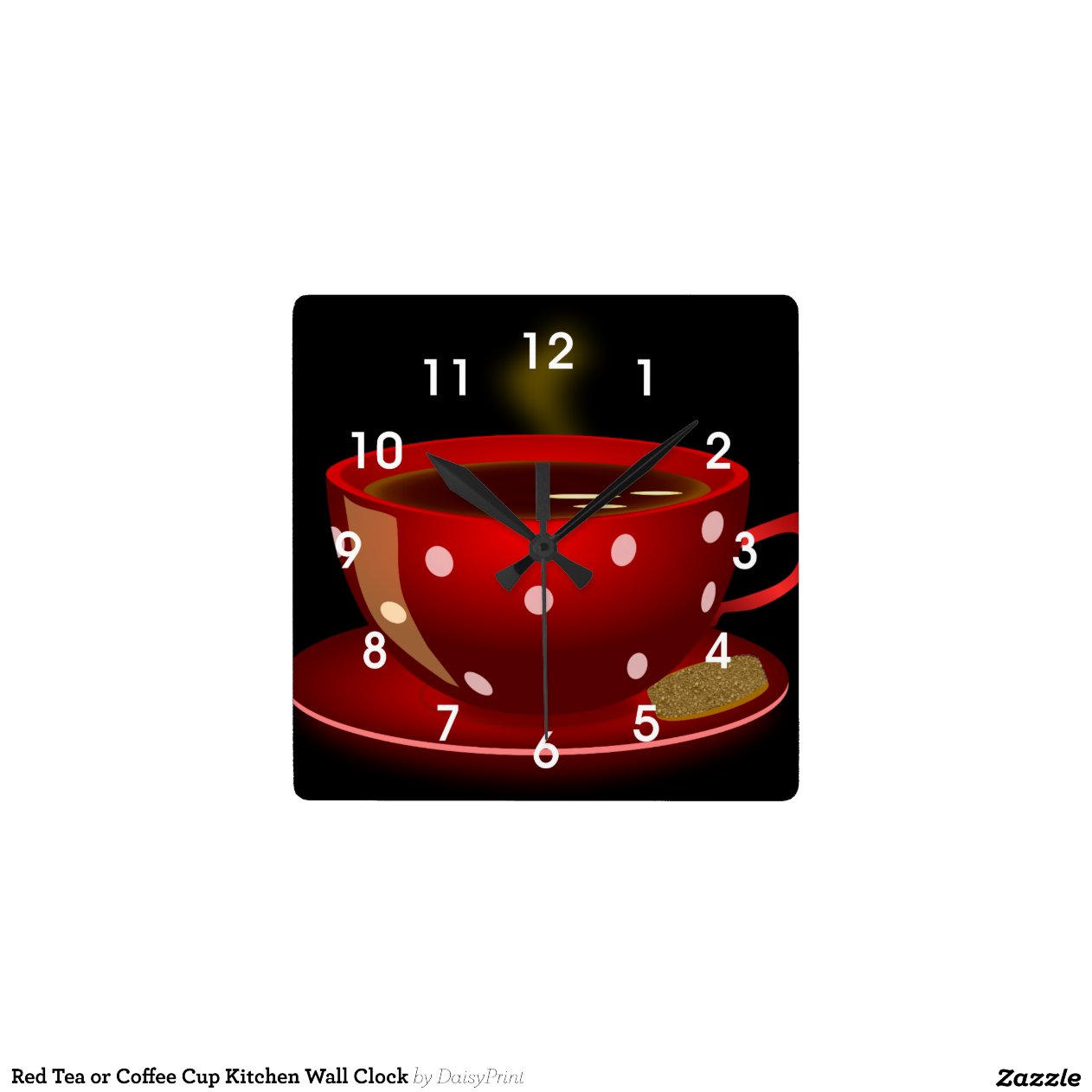 Red Tea or Coffee Cup Kitchen Wall Clock Zazzle