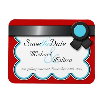 Red Teal Black Ribbon Wedding Reception Menu