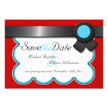 Red & Teal, Black Ribbon Save the Date Announcement