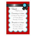 Red, Teal & Black Wedding Guest Reference Cards Business Card Templates