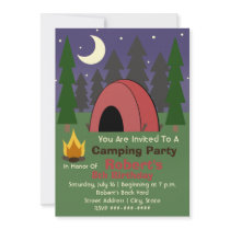 Red Tent Camping Birthday Party Invitation