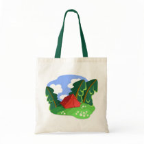 "Red tent in summer forest" bag