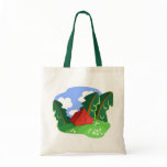 "Red tent in summer forest" bag