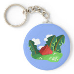 "Red tent in summer forest" keychain