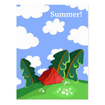 "Red tent in summer forest" postcard postcards