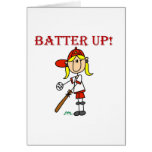 Red Text Batter Up Girls Softball Shirts and Gifts Card