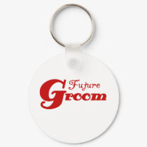 Red Text Future Groom keychains