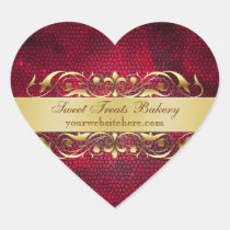 Red Texture Heart Cupcake Baking Label Sticker