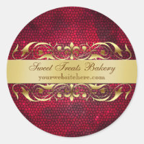 Red Texture Scroll Cupcake Baking Label Sticker