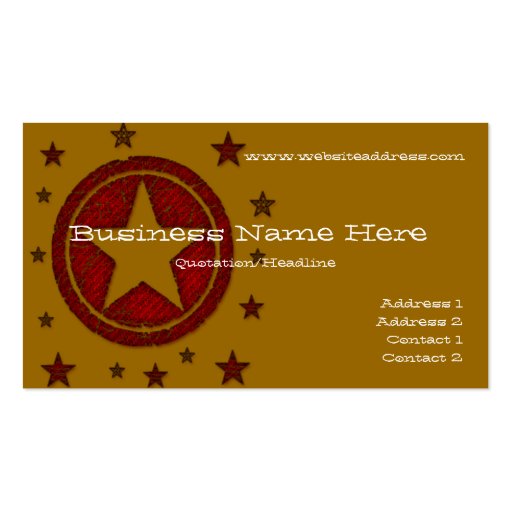 Red Textured Country Western Stars Business Card (front side)