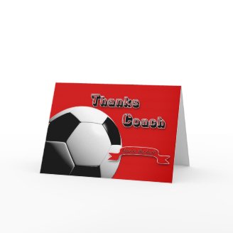 Red Thanks Soccer Coach Greeting Card