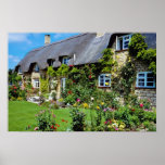 Red Thatched cottage near Gloucester, Cotswolds fl Print