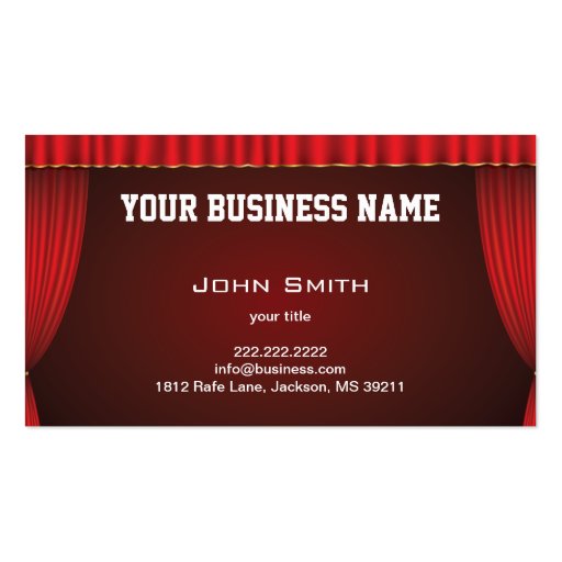 Red Theater Curtain Business Card (front side)