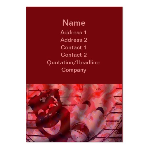 red theater masks business card (front side)