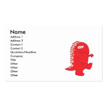 red three eyed dino monster business cards