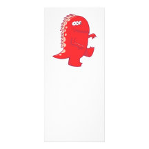 red three eyed dino monster customized rack card
