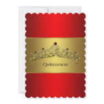 Red Tiara Quinceanera 15th Birthday Party Personalized Announcement