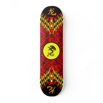Red Tiger Dragon Skateboard by calroofer