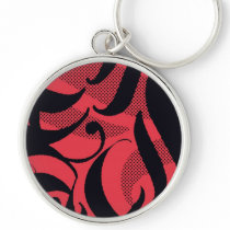 Red Tiger, red black design, template Keychain